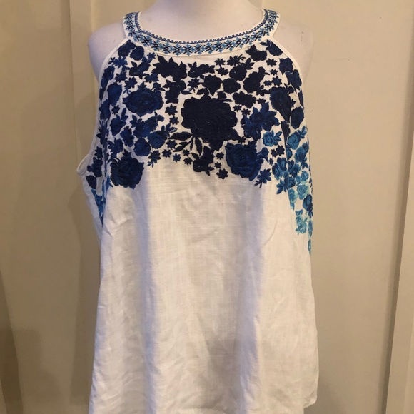 Altar'd State Tops - Altar'd State White Embroidered Linen Tank 14-16